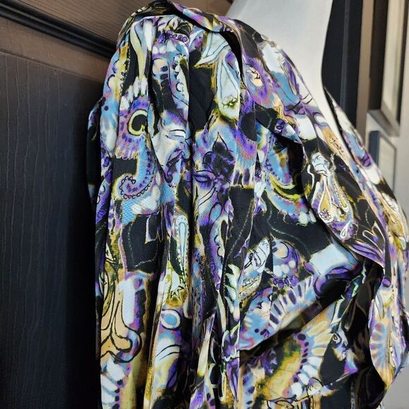 IRO Silk Blend Draped Wrap-effect Asymmetric Hem Damie Multicolor Mini Dress - Picture 9 of 16